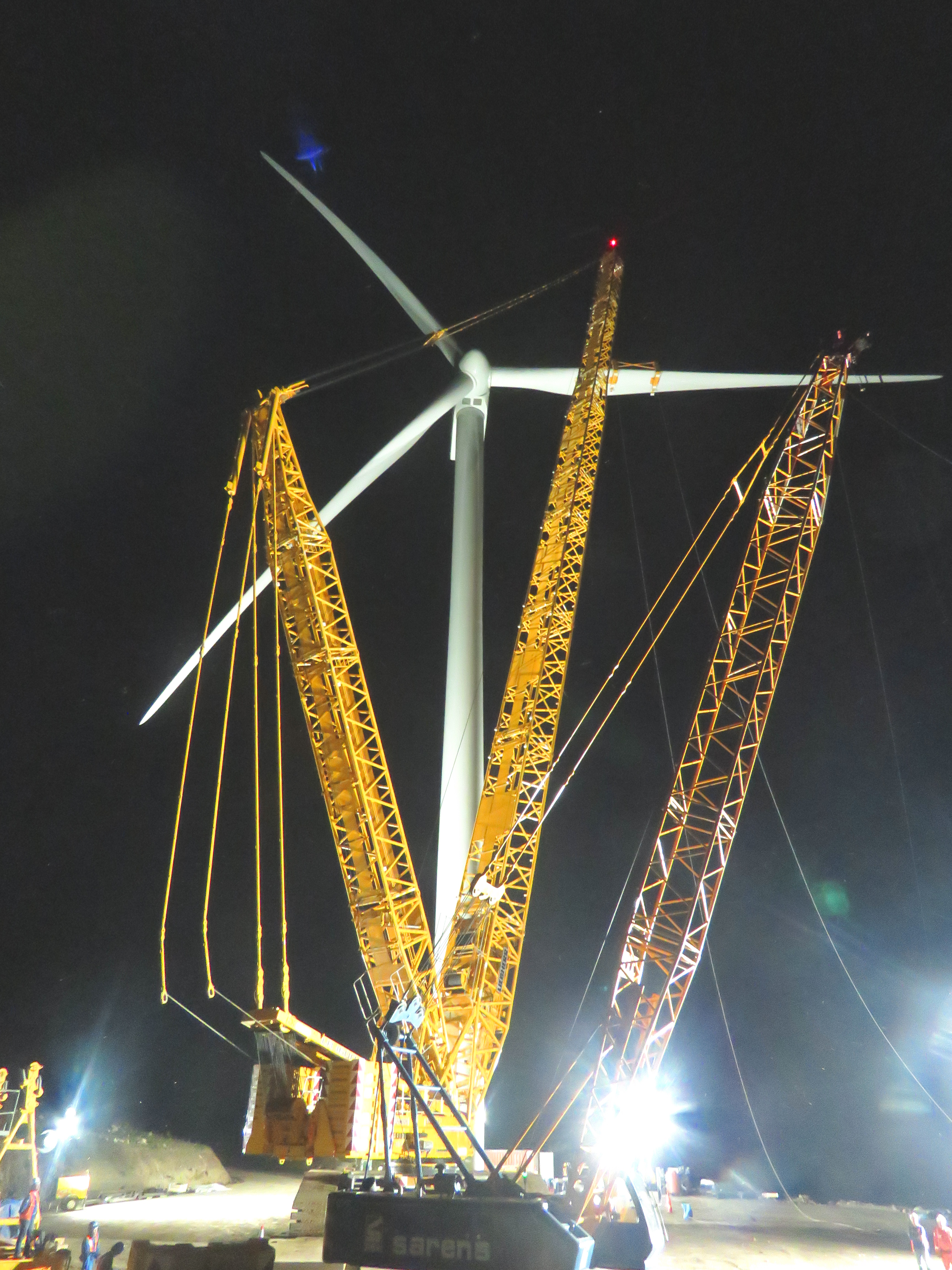Installation of the first turbine in Sidrap Wind Farm